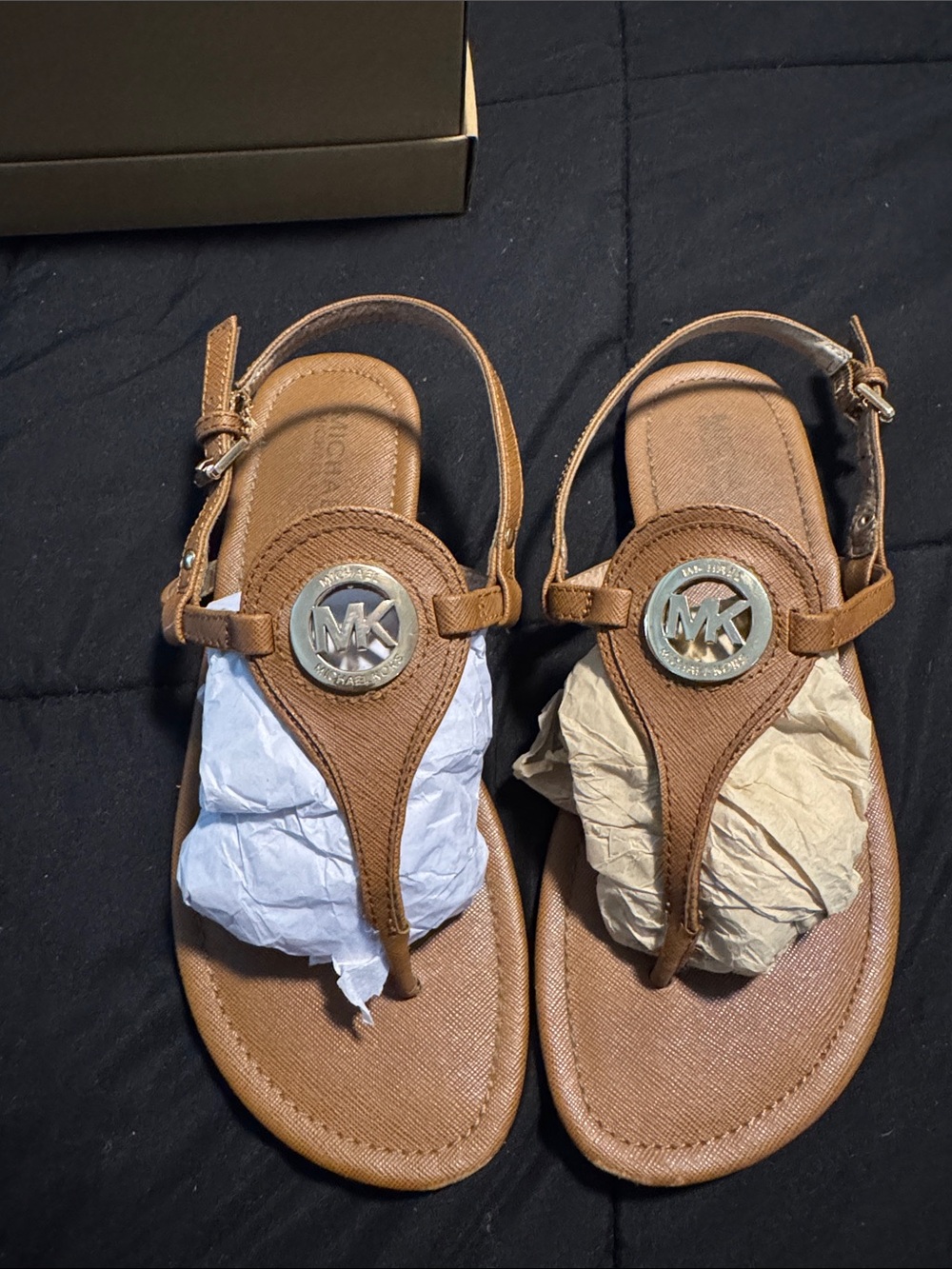 Michael Kors Brown Logo Thong Sandals